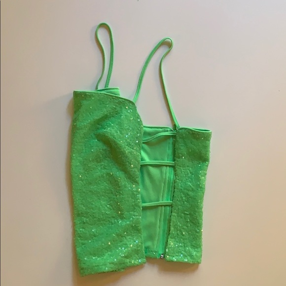 Superdown Kait Cut Out Cami Lime Green Sequin - Picture 3 of 4
